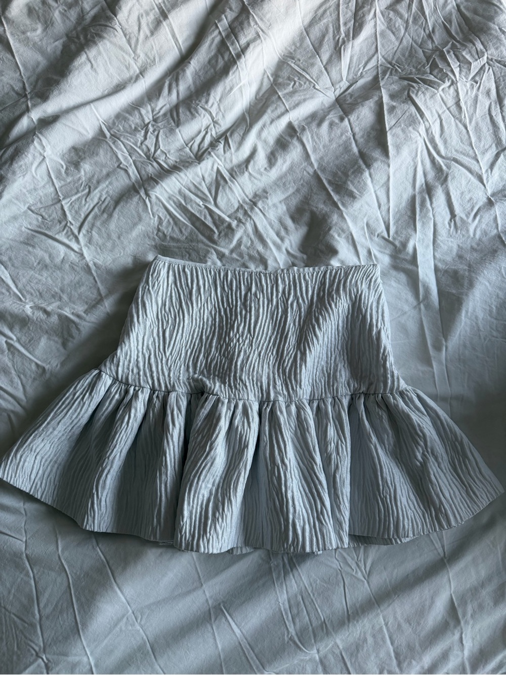 Zara White Ruffled Mini Skirt
